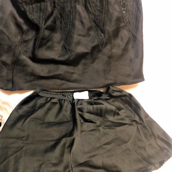 Vintage Alice Maloof Black Lacy Camisole and Tap Pants Set - Picture 8 of 11